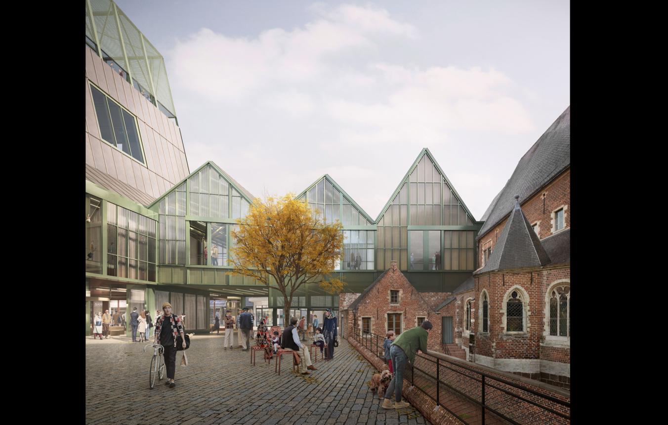 Binnenplein masterplan Podiumkunstensite Leuven door Sergison Bates architects