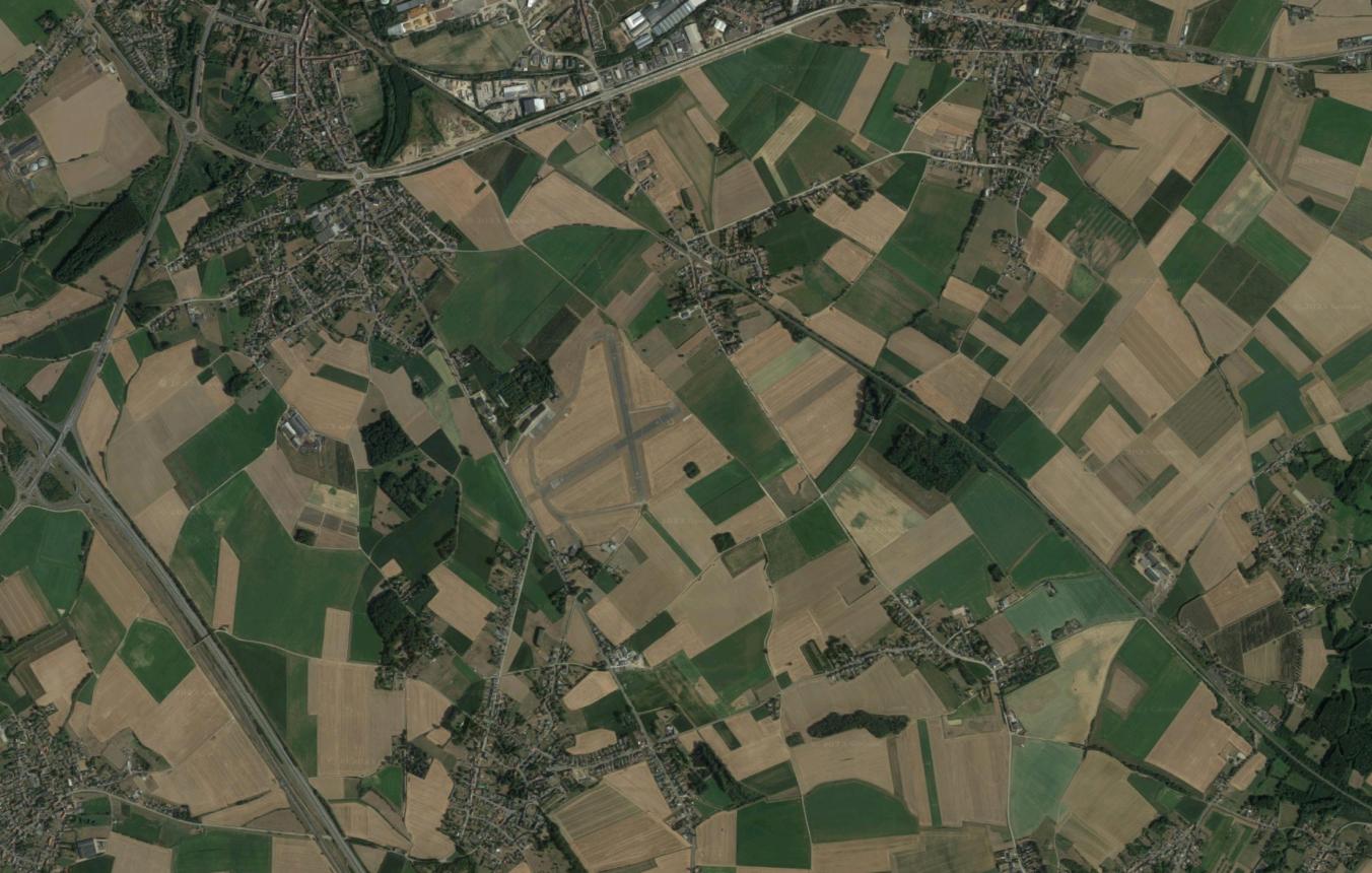 Luchtfoto van het voormalige militair vliegveld Goedsenhoven en omgeving