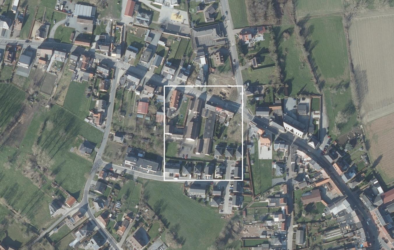 Luchtfoto Project 02 Meesterproef 2022 Ontwikkeling van een  totaalvisie en ontwerp van een uitbreiding voor Oude Cité te Galmaarden