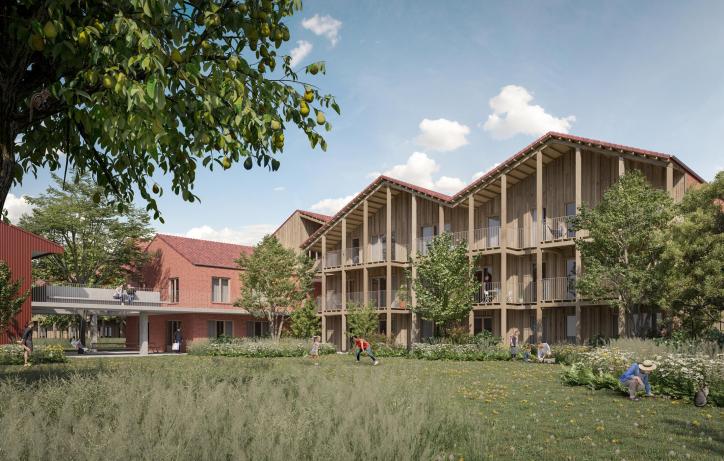 Afbeelding van het Cohousingproject Moos°Herk voor wooncoop door ectv architecten ism Land